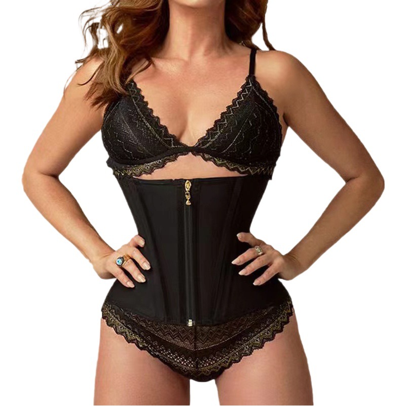 New cross-border latex 13 bone outer zipper inner row golden zipper head plastic waist slimming body waist seal