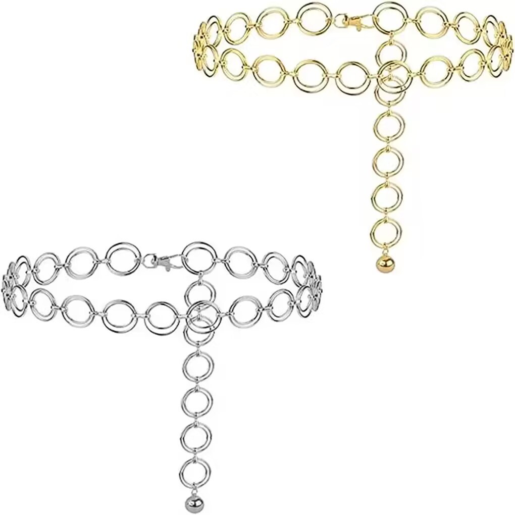 European and American cross-border jewelry vintage metal ring waist chain Women's adjustable all-match waist body chain factory wholesale