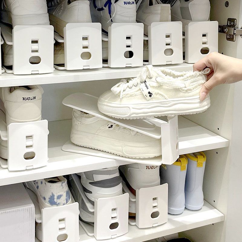 Adjustable Shoe Rack Shoe Storage Plastic Double-Layer Shoe Rack Simple Household All-In-One Shoe Bracket Support Rack