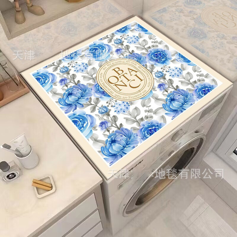 Picture of Drum washing machine cover pad flower diatom mud absorbent draining pad American pastoral style refrigerator microwave oven dust pad