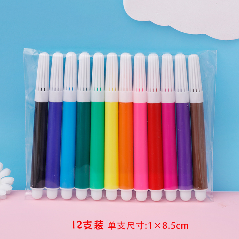 Picture of 12 Color 6 Color Mini Graffiti Watercolor Pen Kindergarten Washable Art Painting Brush Children Color diy Brush