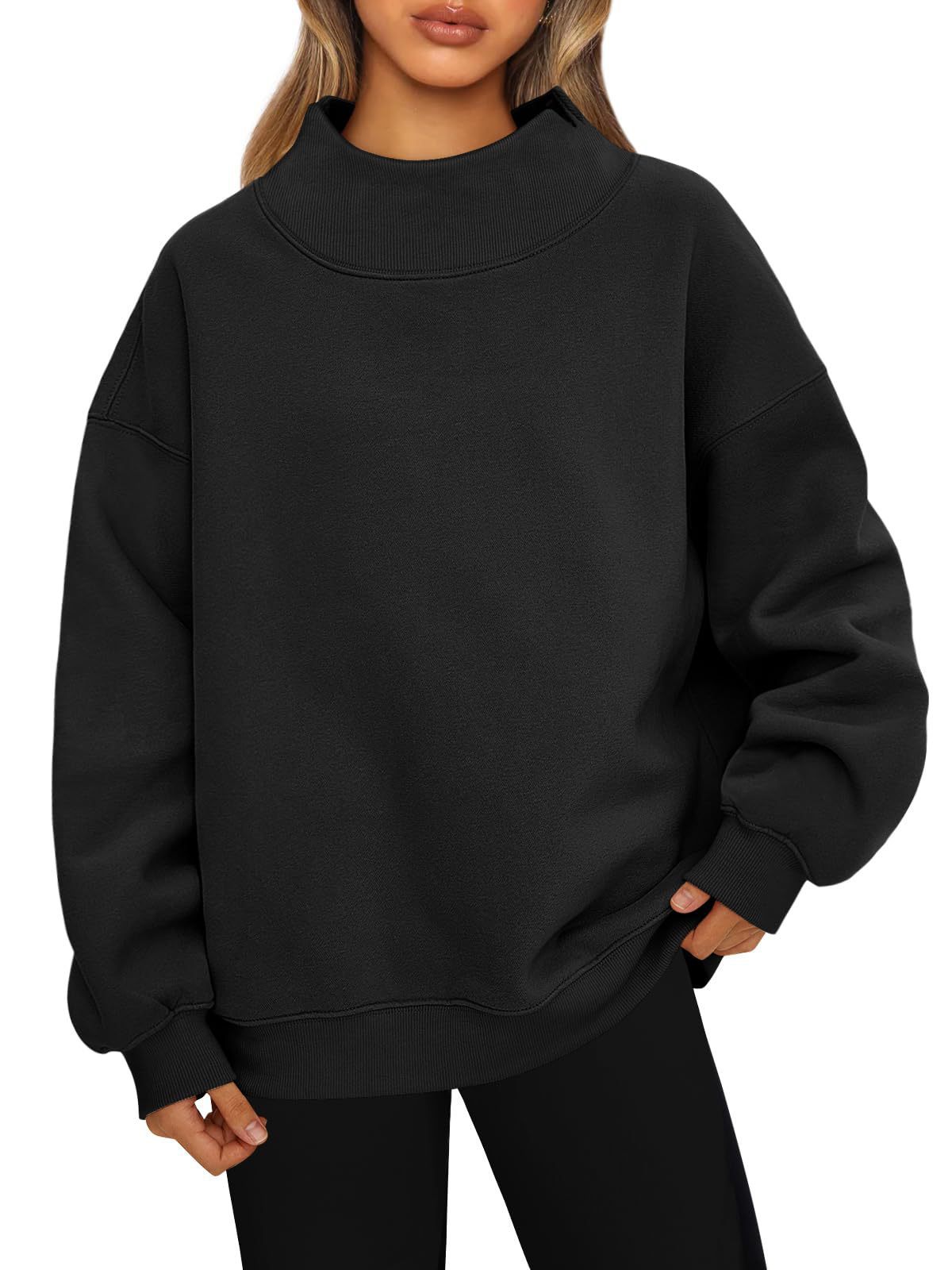 Picture of Amazon 2025 European and American Style Sweatshirt Long-Sleeved Turtleneck Pullover Sweatshirt Casual Sweatshirt Fleece-Lined Top for Women