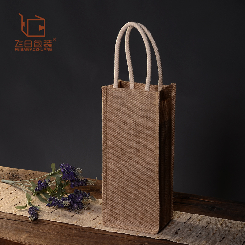 White Rope Hand Bag, Red Wine Box, Wine Bag, Gift Bag, Gift Box, Linen Handbag, Single and Double Packaging, Universal