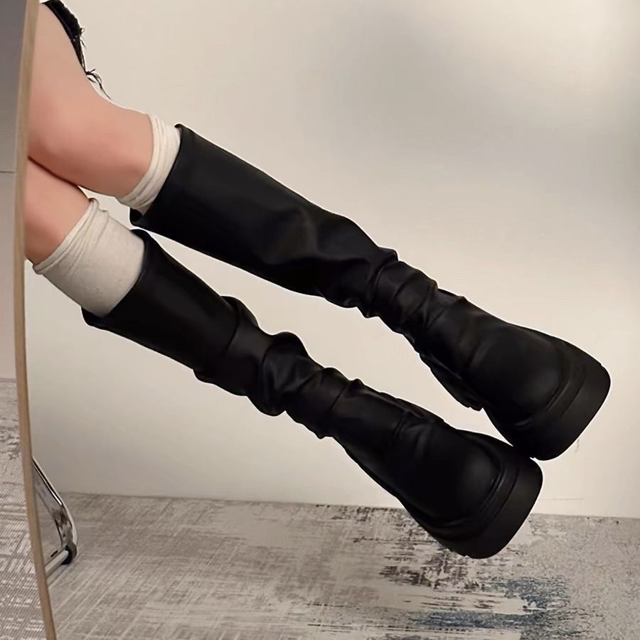 High Stretch Boots Knight Heightened Small Thin Boots Hot Girl Women's Real Boots New Style Thick Bottom