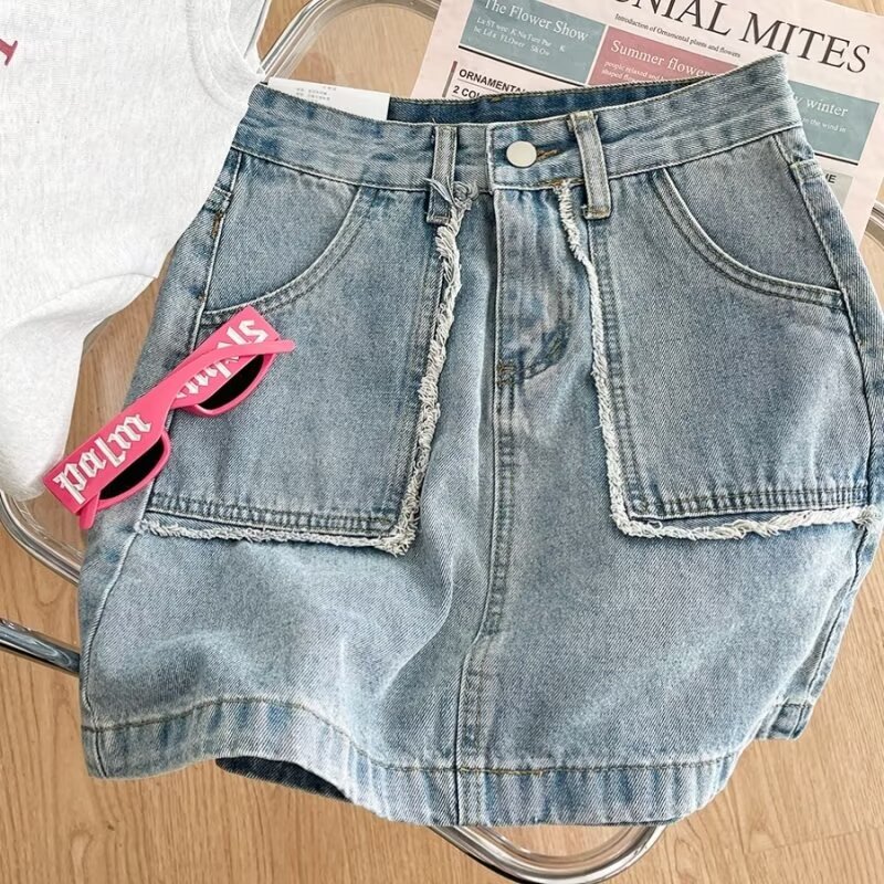 Small Denim Short Skirt Women's Summer Fashion Design Slim-fit Anti-slip Lining Pear-shaped Hip A- line Skirt