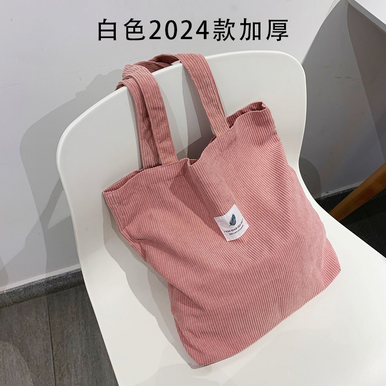 Picture of Spot Corduroy Shoulder Bag Baita Student Handbag 2024 Guangzhou Shiling Casual Shopping Bag Women's Tote Bag