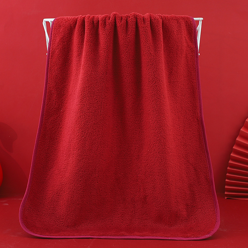 Picture of Wedding companion gift red towel wholesale engagement full moon return gift towel coral fleece towel