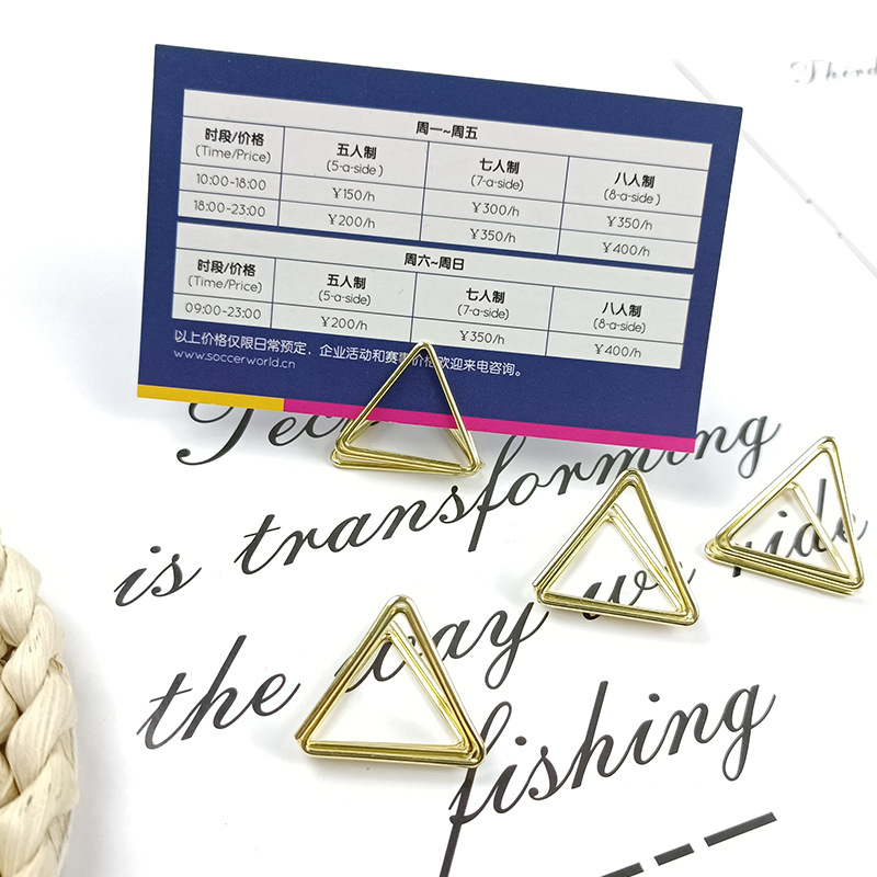 in stock creative metal triangle business card holder desktop note message holder gift book card holder seat holder wholesale