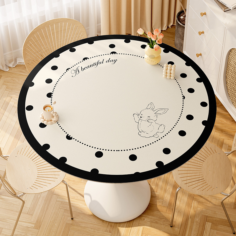 Picture of Round table mat oil-proof waterproof disposable leather table mat tea table non-slip mat cloth round table mat large round tablecloth