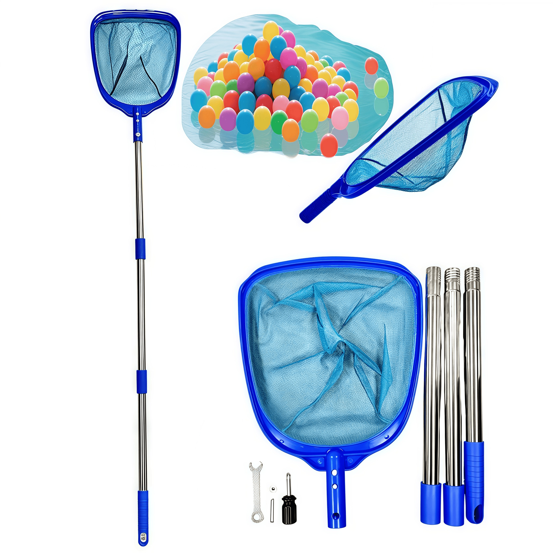 Swimming Pool Cleaning Fishing Net Stainless Steel Cleaning Deep Net Swimming Pool Fish Pool Deep Water Fishing Net Amazon Cross-border Hot Selling