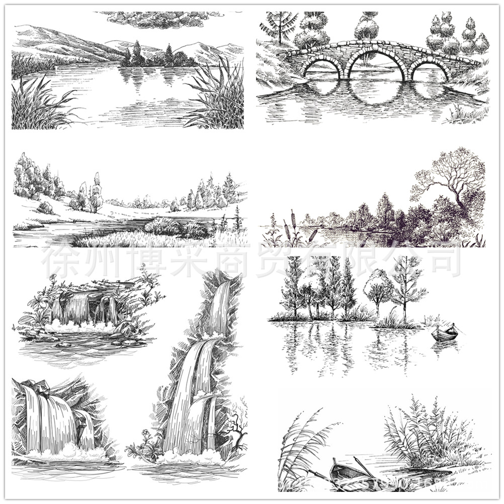 Scrapbooking silicone seal landscape hand account rubber stamp transparent seal clear stamp
