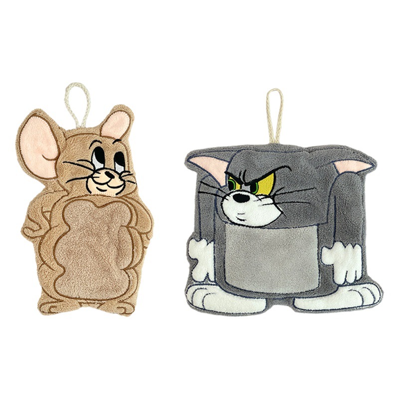 Afgh Genuine Tom and Jerry Tomjerry Hand Towel Handkerchief Hanging Absorbent Kitchen Bathroom Soft and Absorbent
