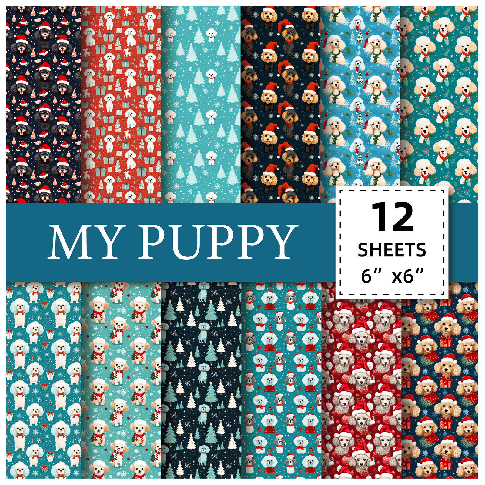 Selling 12 sheets/pack of Christmas puppy DIY photo album scrapbook paper 6 inch hand account paper crane card making background