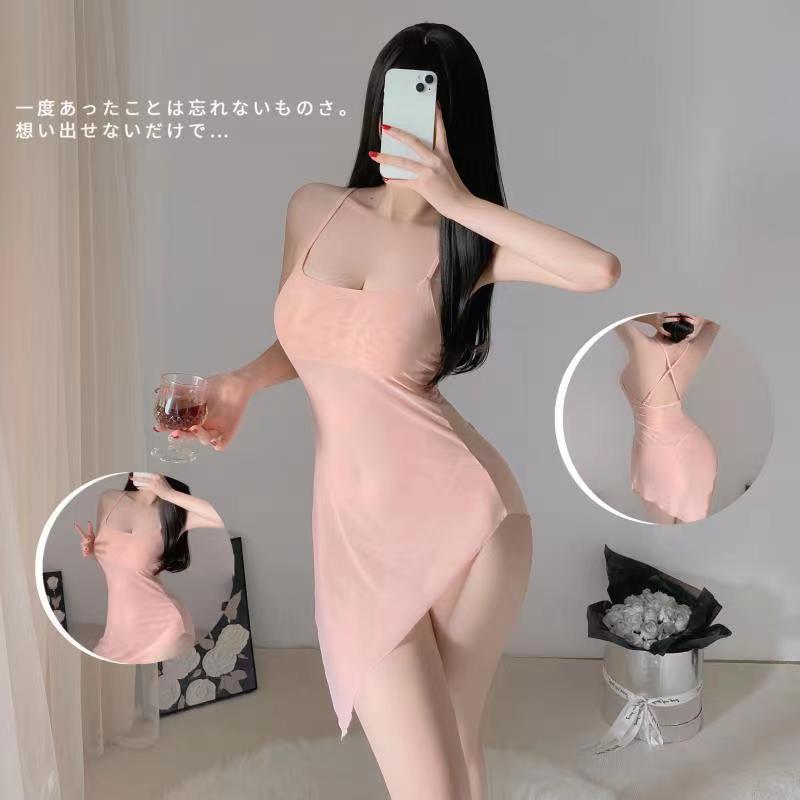 Sexy lingerie sexy strap nightdress hot see-through thin off-free pajamas passion small chest uniform one-piece delivery