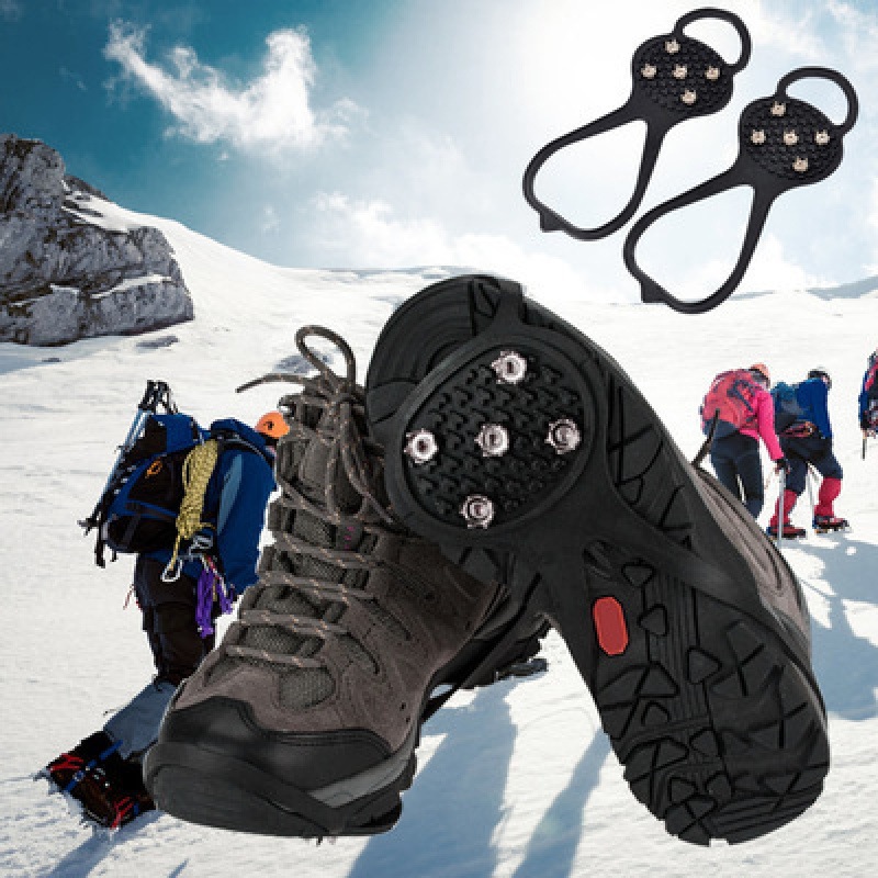 Outdoor crampons mountaineering travel 5-tooth non-slip shoe cover gourd-shaped snow non-slip shoe cover lightweight snow claw shoe nail