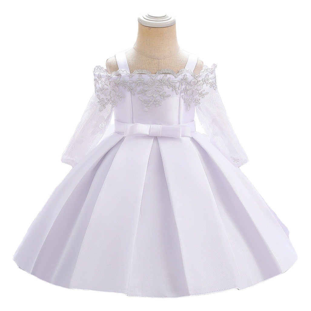 Cross-Border Cross-Border Children's Clothing Long-Sleeved Flower Girl One-Year-Old Dress Baby Princess Dress Birthday Party Flower Girl Dress Little Girl