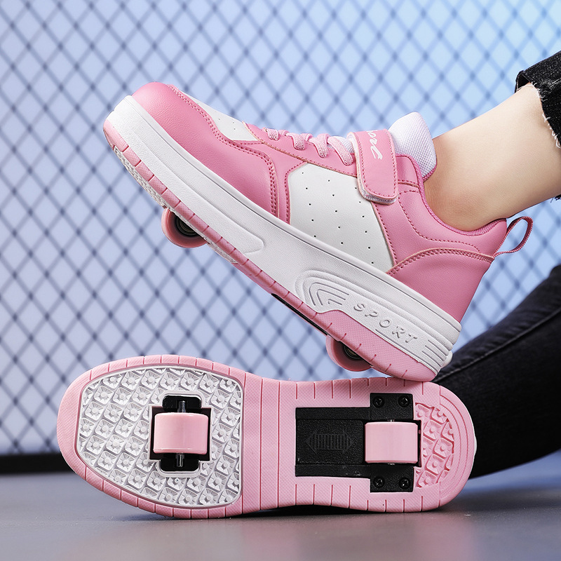 Children's Heelys Shoes Roller Skates Removable Invisible Fluorescent Double Wheel Boys and Girls Student Skates Youth Sports
