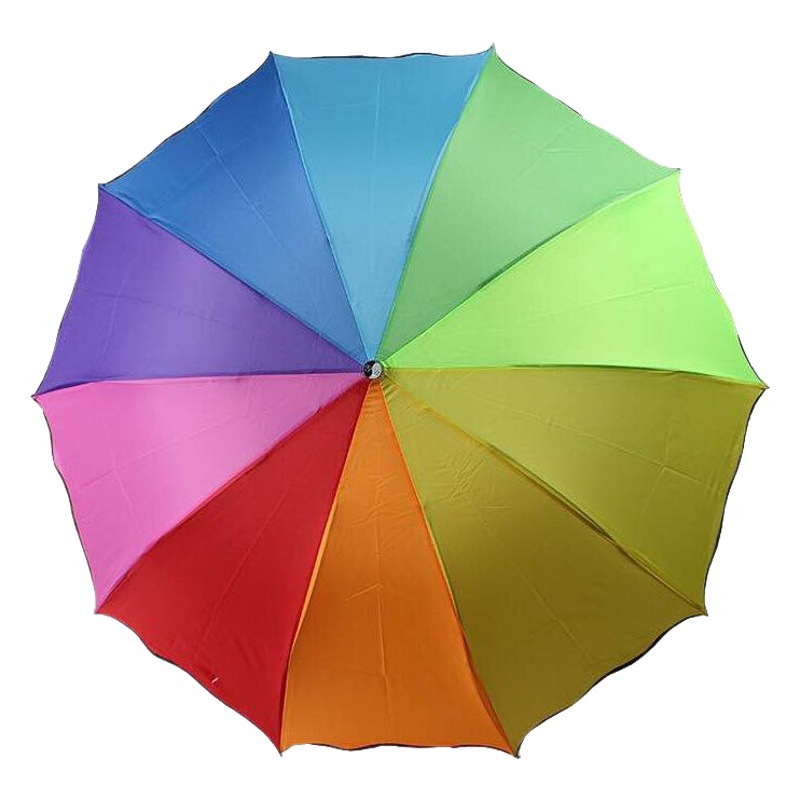 Factory wholesale tri-fold bumper cloth rainbow umbrella sun protection sun shade umbrella creative bold Rod color umbrella