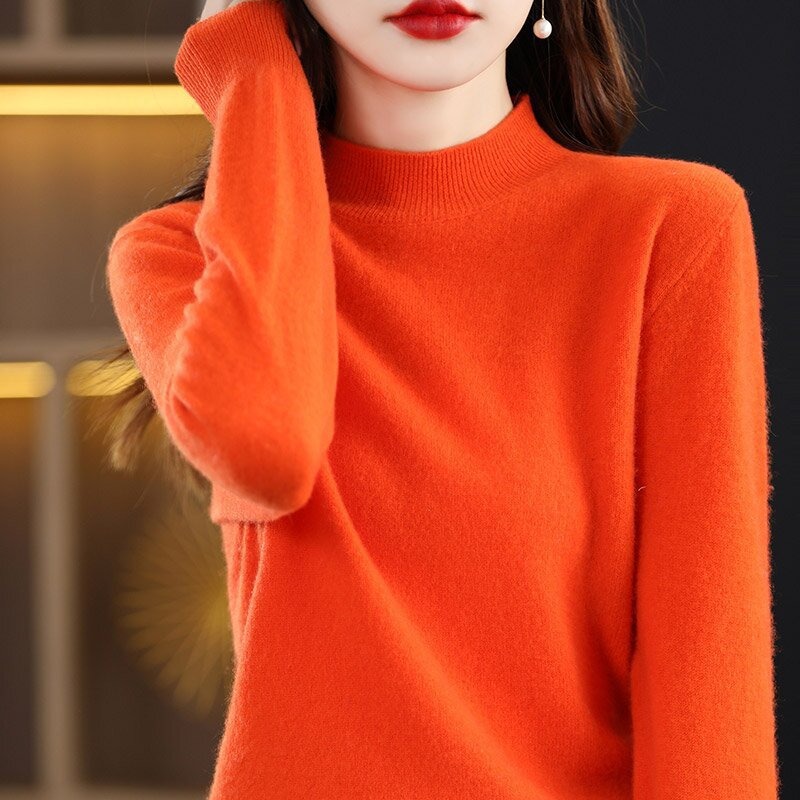 Picture of Bottoming Shirt Women's Knitted Sweater Women's Half-High Knitted Sweater Women's Cross-Border Knitwear Long-Sleeved Knitted Women's Bottoming Shirt Outer Wear