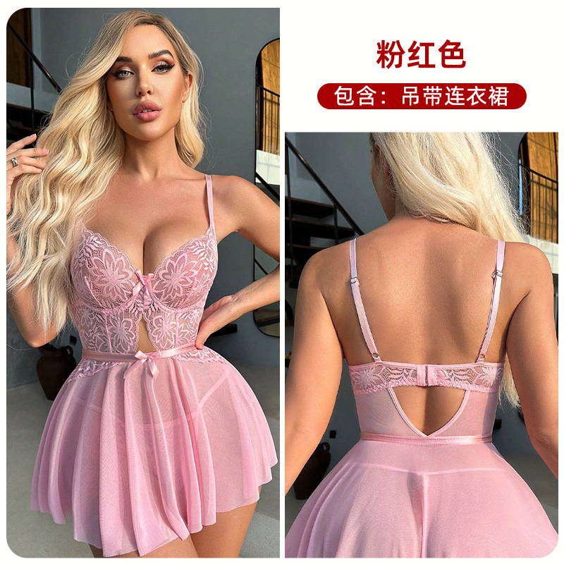 Picture of AliExpress European and American Perspective Sexy Underwear Cross-border Foreign Trade Mesh Lace Temptation Pajamas Home Suit Women's Spot