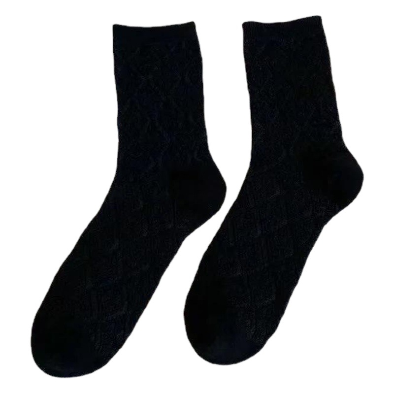 Black Socks Middle Tube Female Student Socks Autumn ins Fashionable Outwear Japanese Style Cute Retro jk Stockings Spring and Autumn Style
