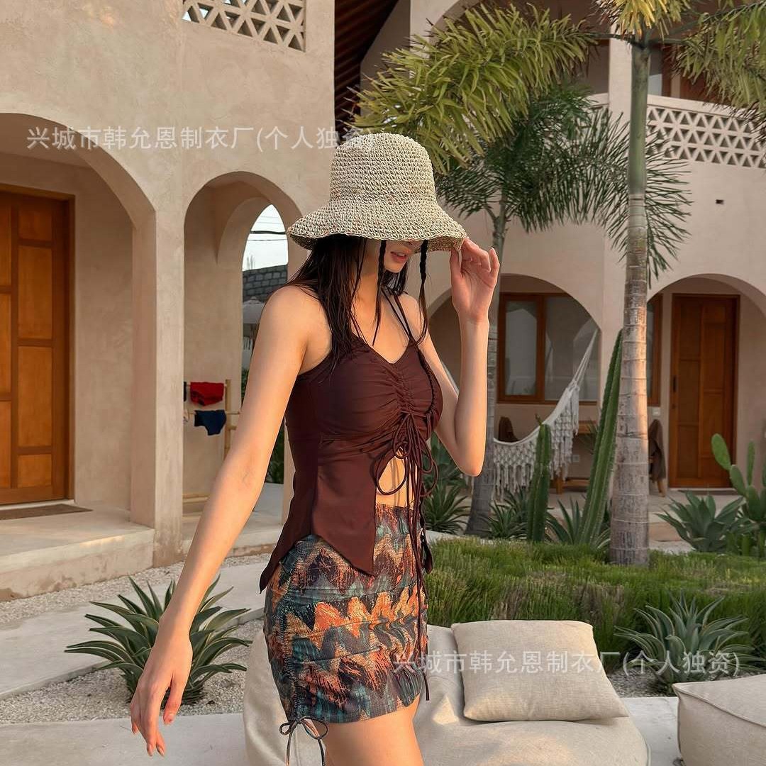 Maillard Pure Desire Girl Swimsuit Split Retro Sexy Bikini Skirt Style Conservative Photo Nice Hot Spring Vacation
