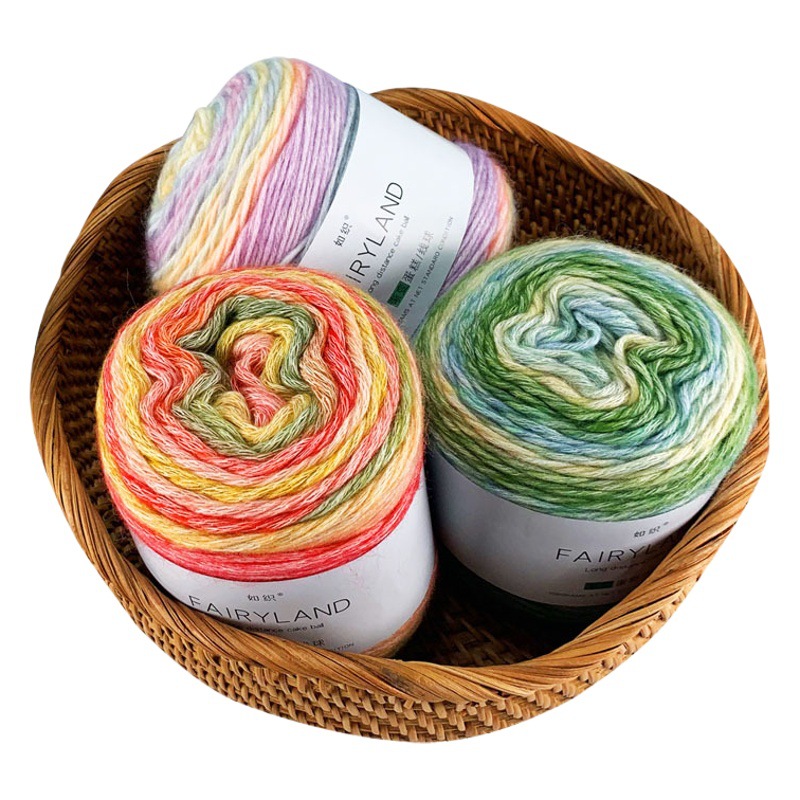 Cake line gradient segment dyed milk cotton wool ball ball scarf hat diy hand woven thread ball wholesale
