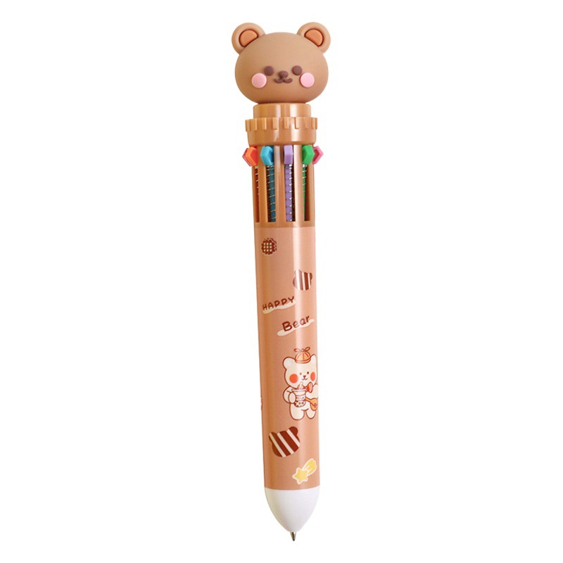 Cartoon bear ten-color ballpoint pen cute high-looking color ballpoint pen learning stationery wholesale hand account 10-color pen