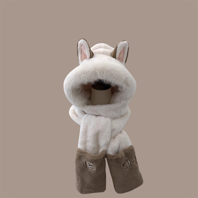 Picture of Winter New Fire Fox Plush Hat Scarf Women's Gloves One Three-piece Set Student Cold-proof Warm Thickened