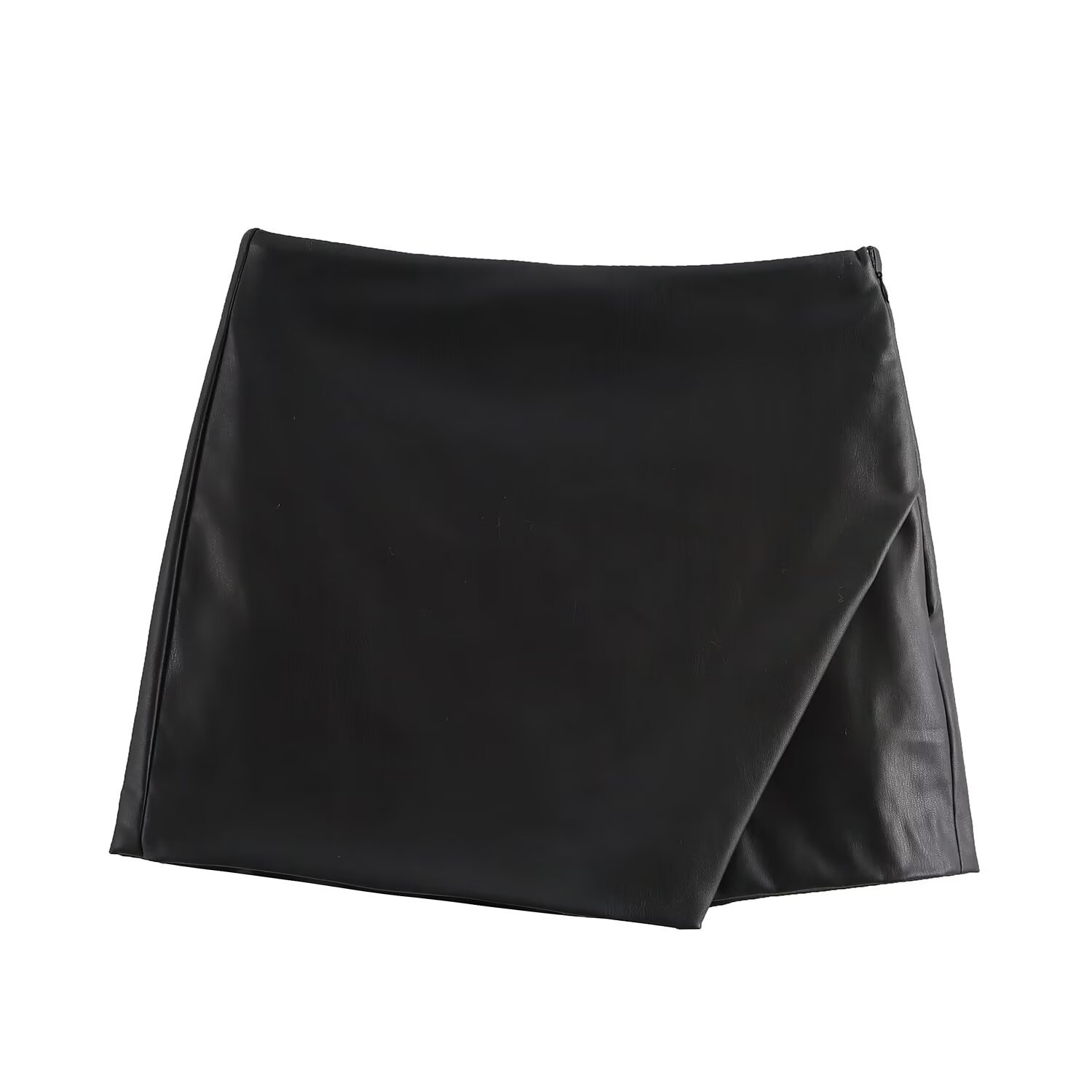 ZA cross-border women's clothing wholesale European and American style spring new niche hot girls anti-light PU leather skirt 8338400
