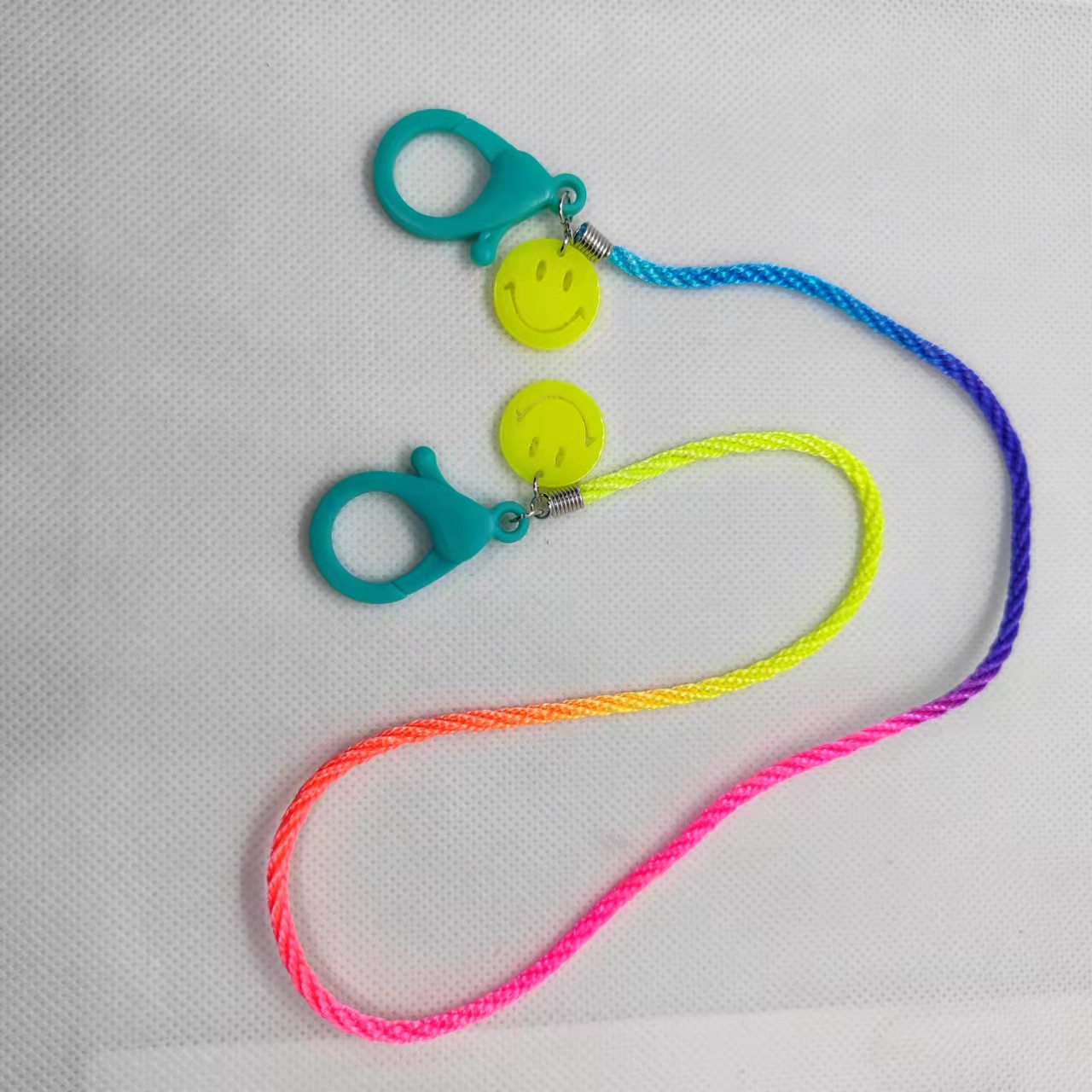 Picture of Korean style children's cartoon candy color acrylic smiley face gradient lanyard mask chain glasses chain mask with hanging chain