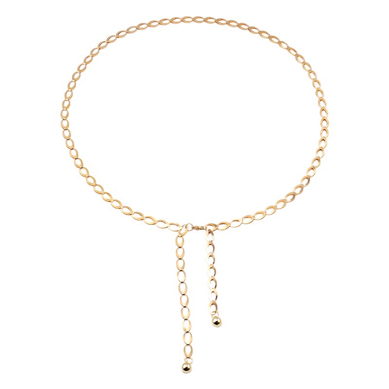 European and American Fashion Metal Waist Chain Women's Thin Belt All-match Decorative Dress Belt Shirt with Waist Rope Women's Waist Chain