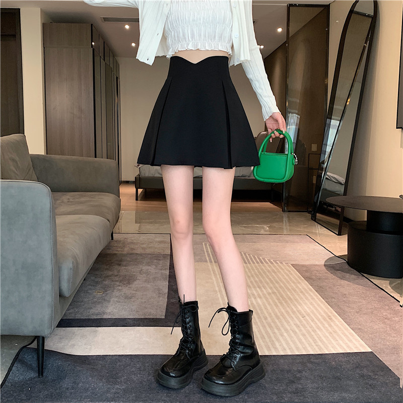 Xs Small Black Hip Covering Skirt Women's 2023 Autumn New Design Niche High Waist Slim A- line Skirt