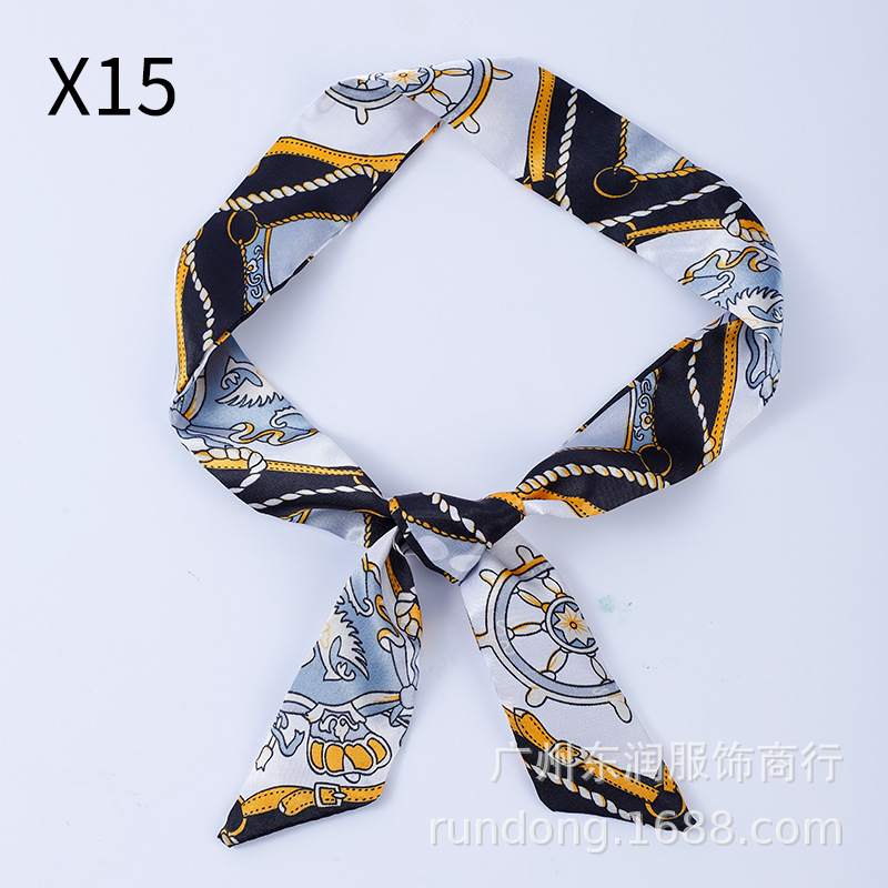 Picture of Silk Scarf Wholesale Long Beveled Small Silk Scarf Double-layer All-match Hair Belt Ribbon Decoration Tie Bag Hand Gift Box Silk Scarf