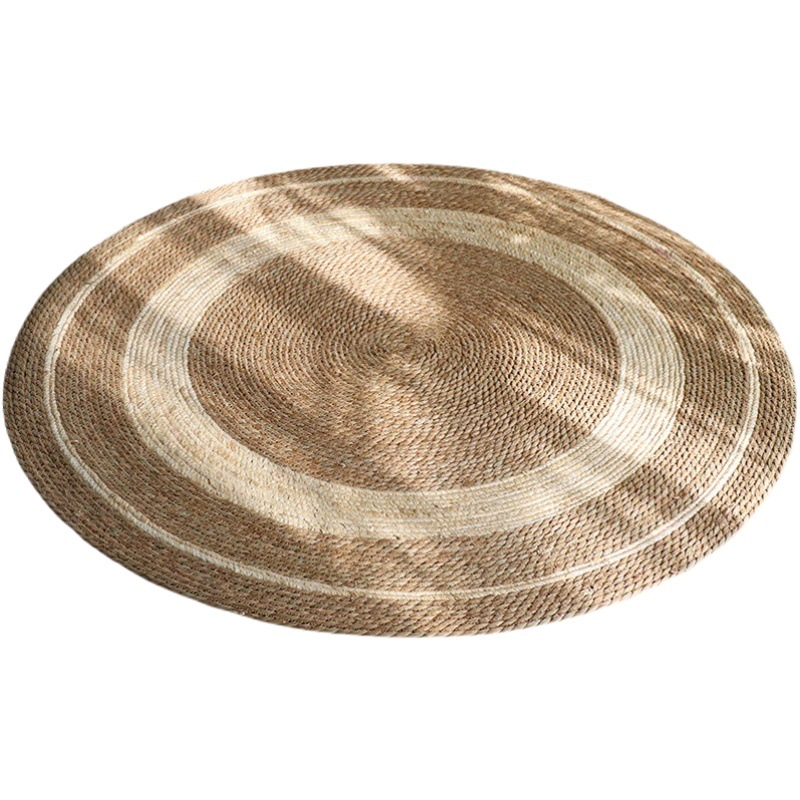 Nordic Style Rattan Weave Cattail Straw Rope Weave Carpet Mat Light Luxury Clothing Store Living Room Bedroom Decorative Photography Mat
