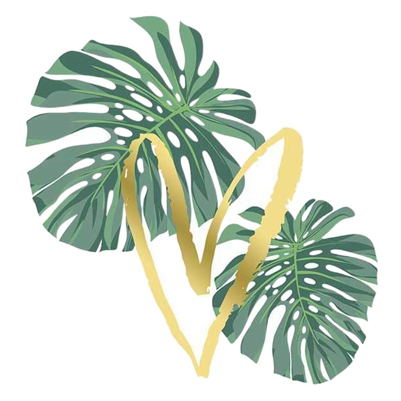 Foreign Trade New Nordic Modern Simple Small Fresh Green Plant Leaves Golden Letter Photo Wall Decorative Painting Core