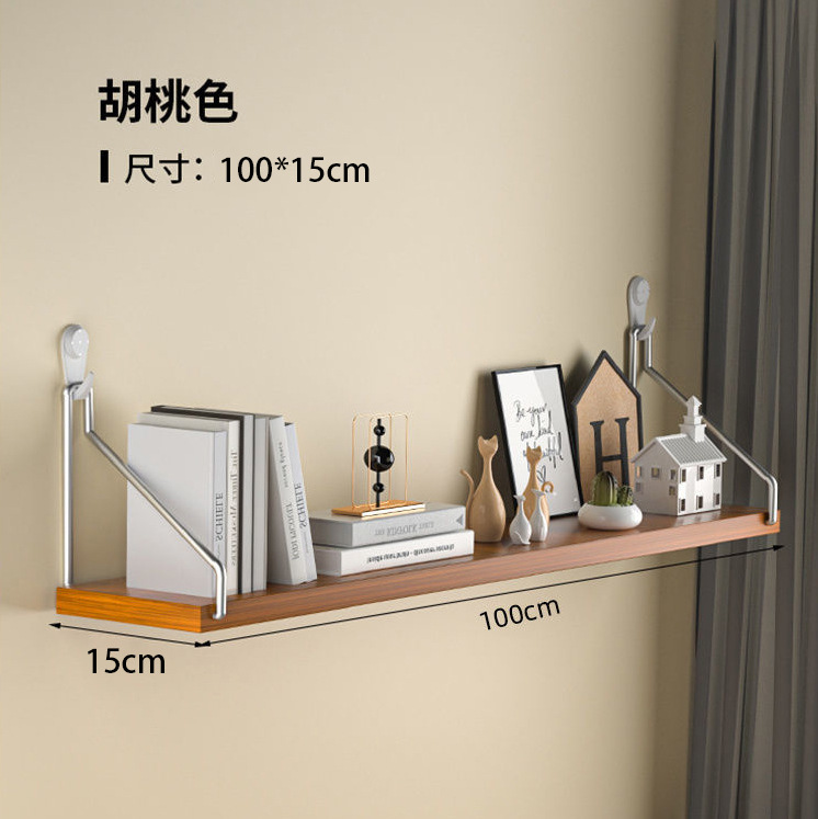 Picture of No-Drill Wall-Mounted Wrought Iron Living Room Entrance Wall Decoration Bedroom Wall Bookshelf Single Shelf Wall Storage Rack