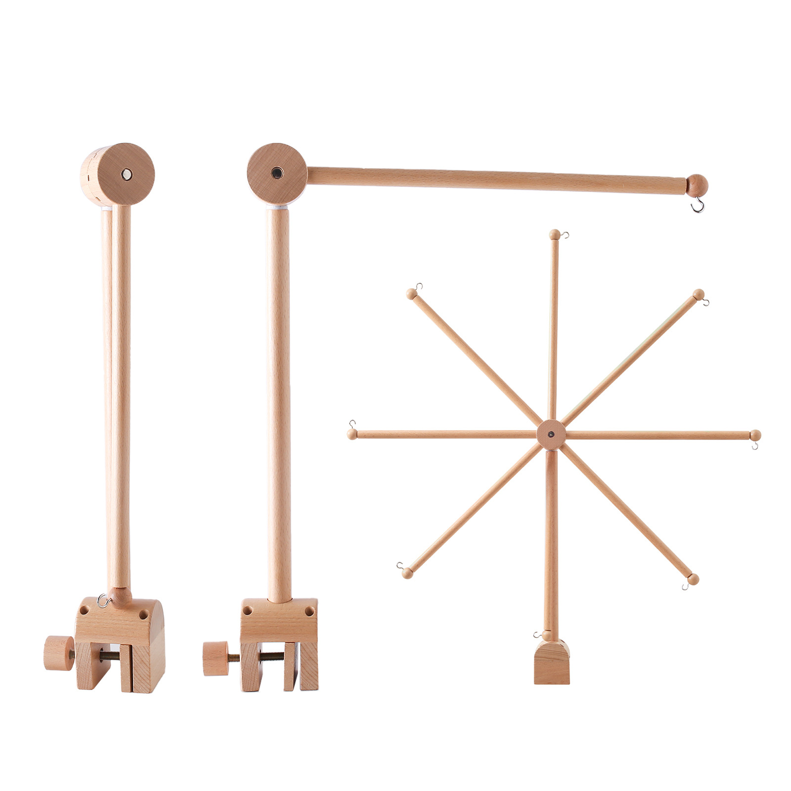Picture of Wooden Rotating Arch Baby Bed Hanging Bed Bell Bracket Mosquito Net Pendant Baby Bed Accessories Newborn Comfort Bed Bell