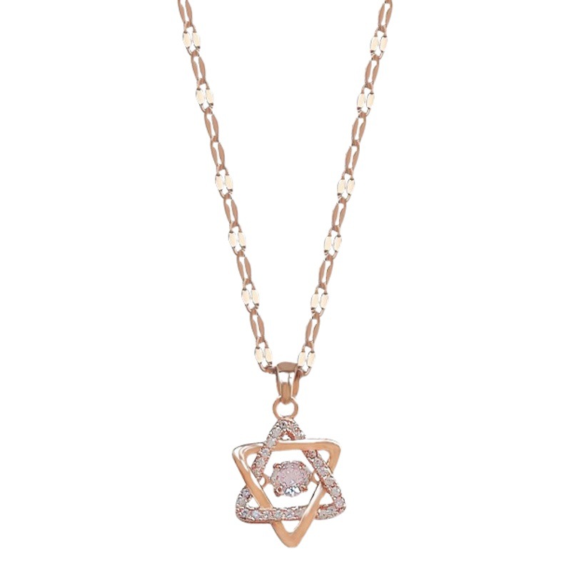 Smart Heart Six-pointed Star Zircon Necklace Women's Light Luxury Niche Design Sense Clavicle Chain Personalized All-match Internet Celebrity Jewelry