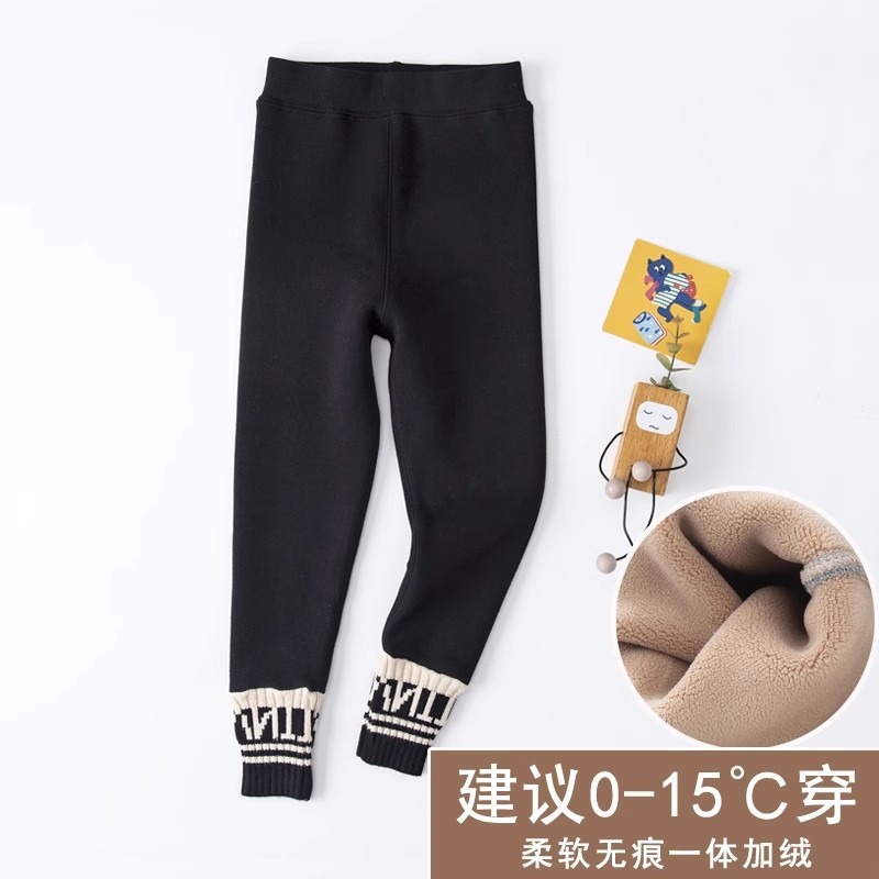 Picture of Girls' fleece-lined Leggings Children's Thickened Autumn and Winter Outfit 2024 Western Style Baby Girls' One-piece Velvet Pants for Girls