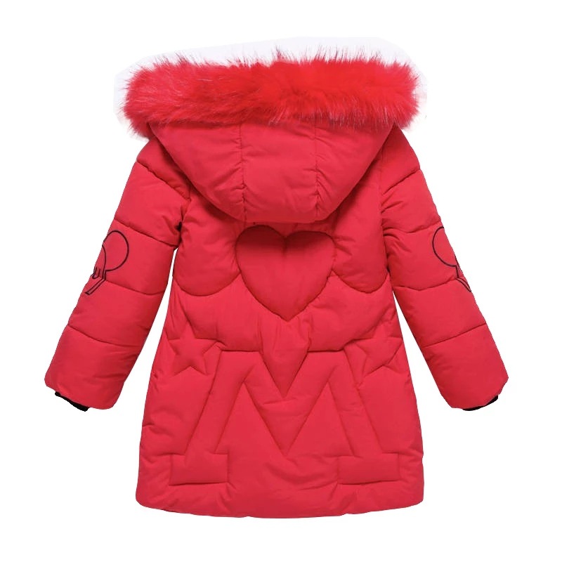 Picture of Winter New girls' cotton-padded coat Korean style medium and large children's mid-length thickened down cotton large fur collar cotton-padded coat