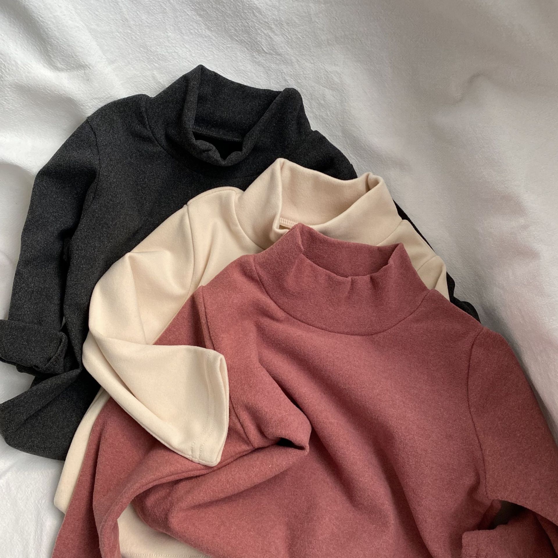 Picture of GL-kids Korean Autumn and Winter New Children's Half-High Collar Long-Sleeved Base Shirt for Boys and Girls Solid Color Thickened Top