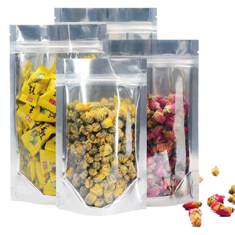 Aluminum-plated Yin and Yang ziplock bag self-sealing bag HD thickened 20 Silk nut candy food packaging bag in stock wholesale