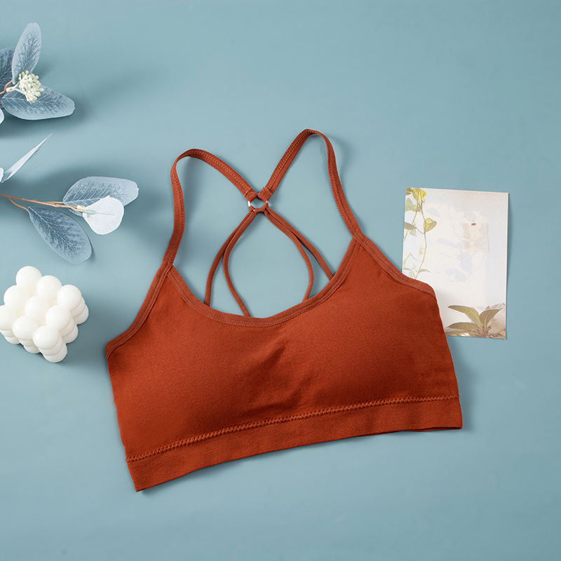 Picture of New Parachute Cross Tube Top Backless Beautiful Back Strap Underwear with Chest Pad Anti-running Sports Girl Bra for Women
