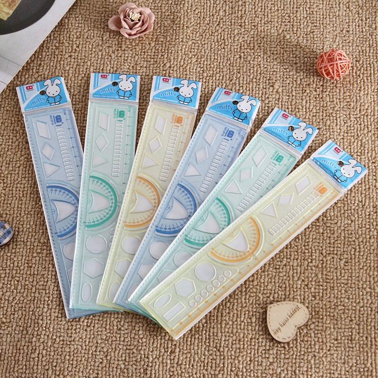 Picture of Wholesale creative 20cm ruler student stationery multifunctional four-in-one ruler learning painting office hollow ruler