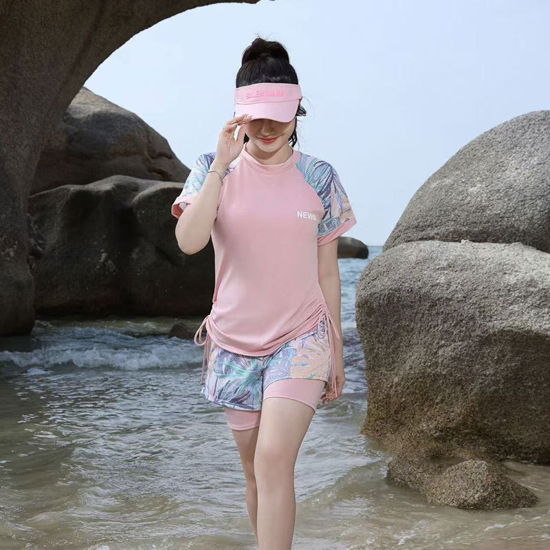 Picture of plus size Swimsuit Women's Split Sports Two-piece Casual Slight Fat Girl's Conservative Slim-looking Meat Covering Belly Covering Hot Springs