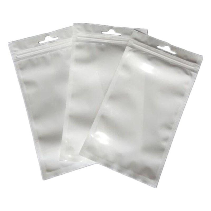 Cross-Border White Pearlescent Bag Sealed Zipper Bag Transparent Plastic Ziplock Bag Pearlescent Film Yin and Yang Packaging Bag