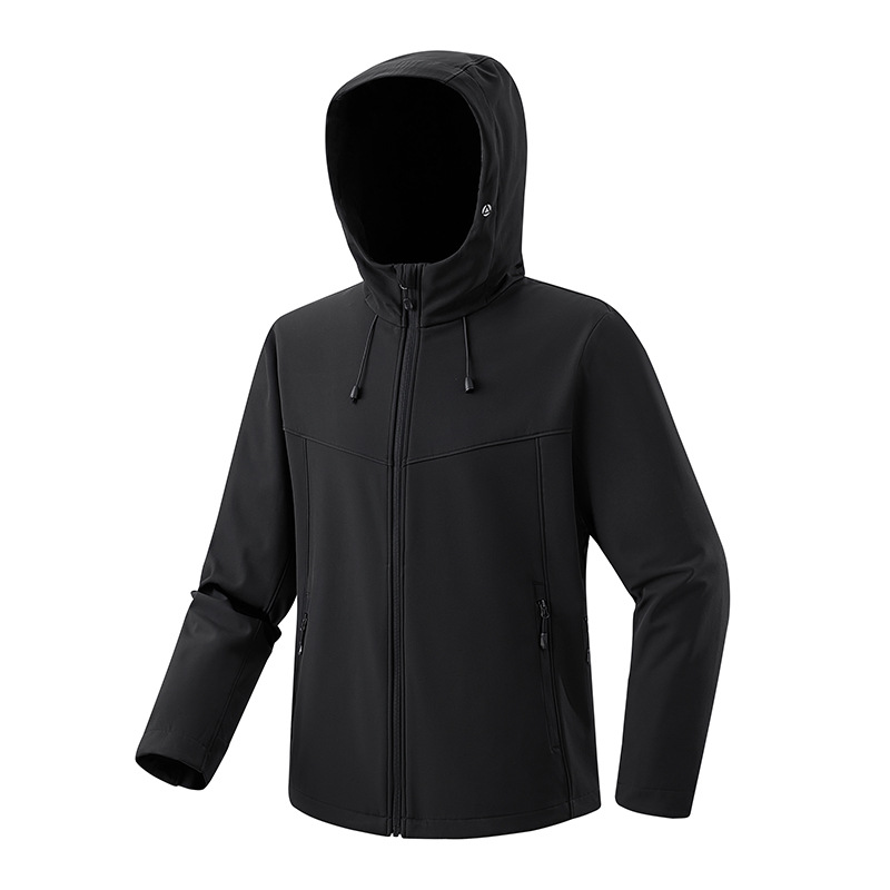 Picture of Outdoor Soft Shell Jacket Windproof and Waterproof Warm Jacket Pure Color Cardigan Hooded Mountaineering Fishing Clothing Can Be Purchased with Logo Printed