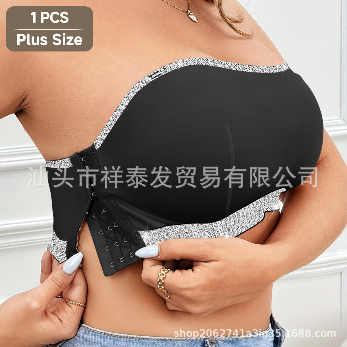 Cross-border Side-breasted Silver Rim-free Women's Bra Sexy No Chest Pad Strapless Tube top Invisible Underwear