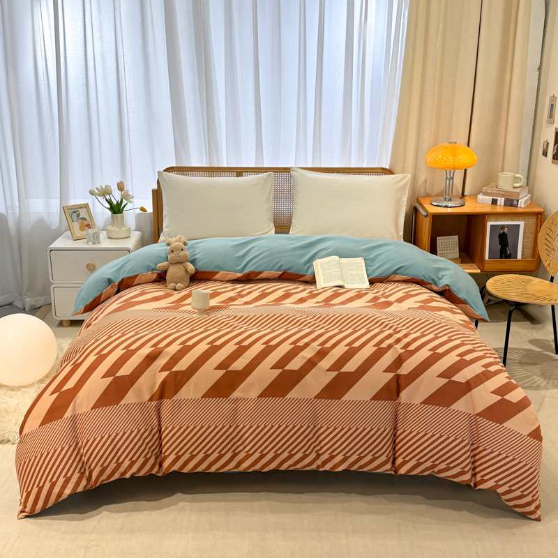 Picture of Cotton brushed duvet cover single piece modern simple single double dormitory thickened quilt cover pure cotton duvet cover single piece